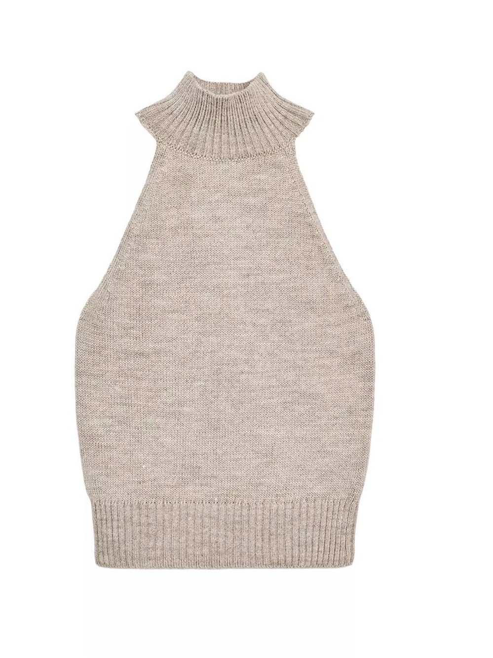 Zara Sleeveless Cowl Neck Knit in Taupe